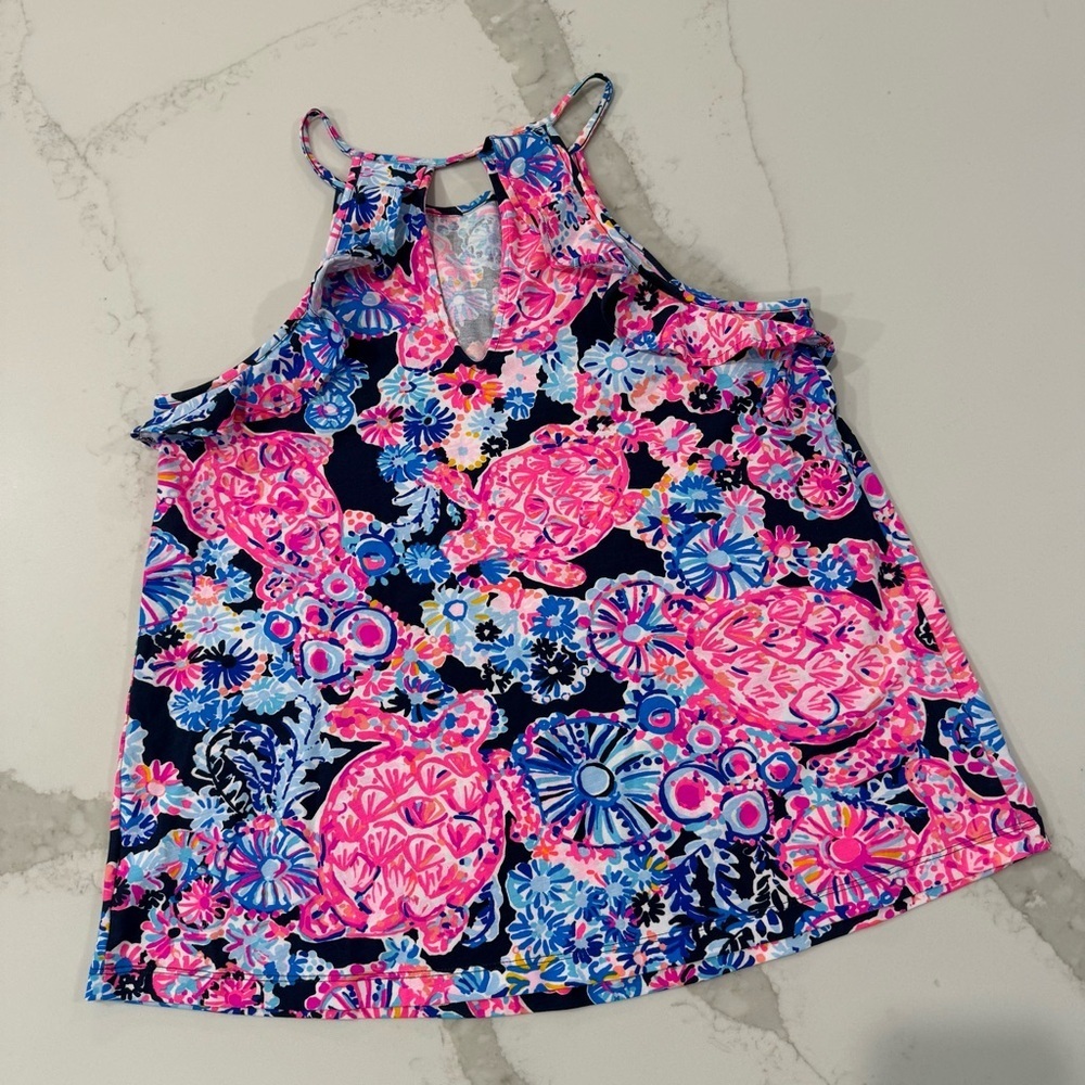 Lilly Pulitzer Billie Top Sleeveless Ruffle Tank Women’s Small Turtle Amazement - Picture 8 of 9